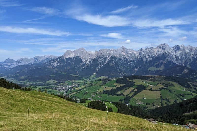 Aussicht auf das Steinerne Meer von der Abergalm im Pinzgau